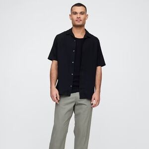 Banana Republic Men’s Linen Blend Vacation Shirt Short Sleeve Button XL Black